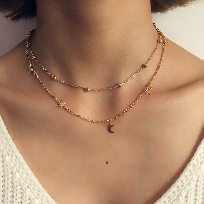 Moon And Star Layered Necklace Bold Statement Style With Street Luxury