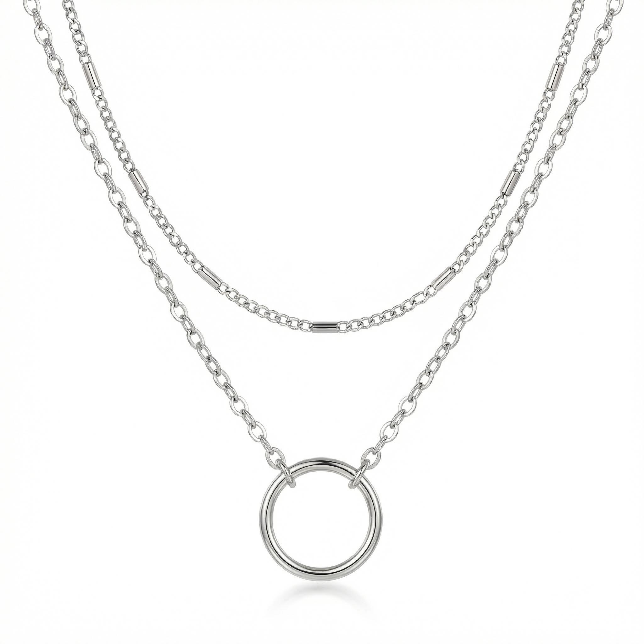 Simple Circle Beaded Layered Necklace Gold With Street Luxury Shine