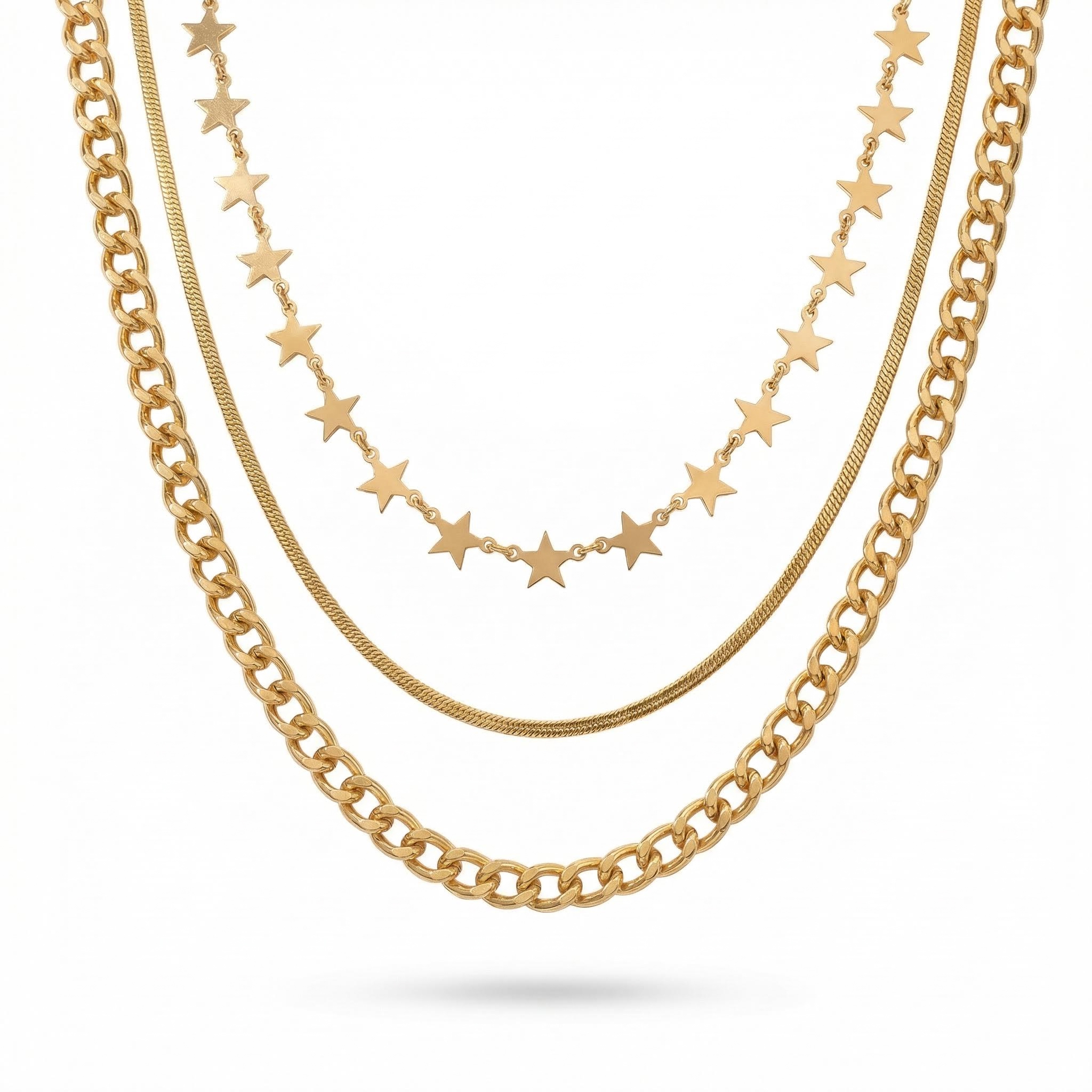 Multi-layer Celestial Star Choker Necklace Gold With Street Luxury Shine