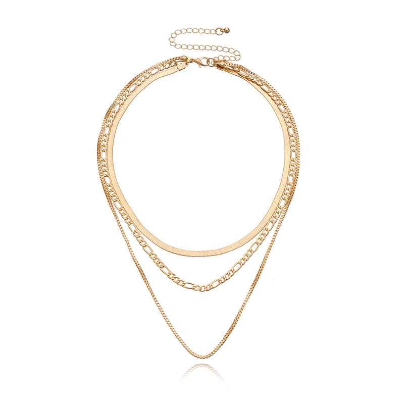 Snake Chain Twisted Rope Chain Figaro Chain Layered Necklace Gold - Image 3