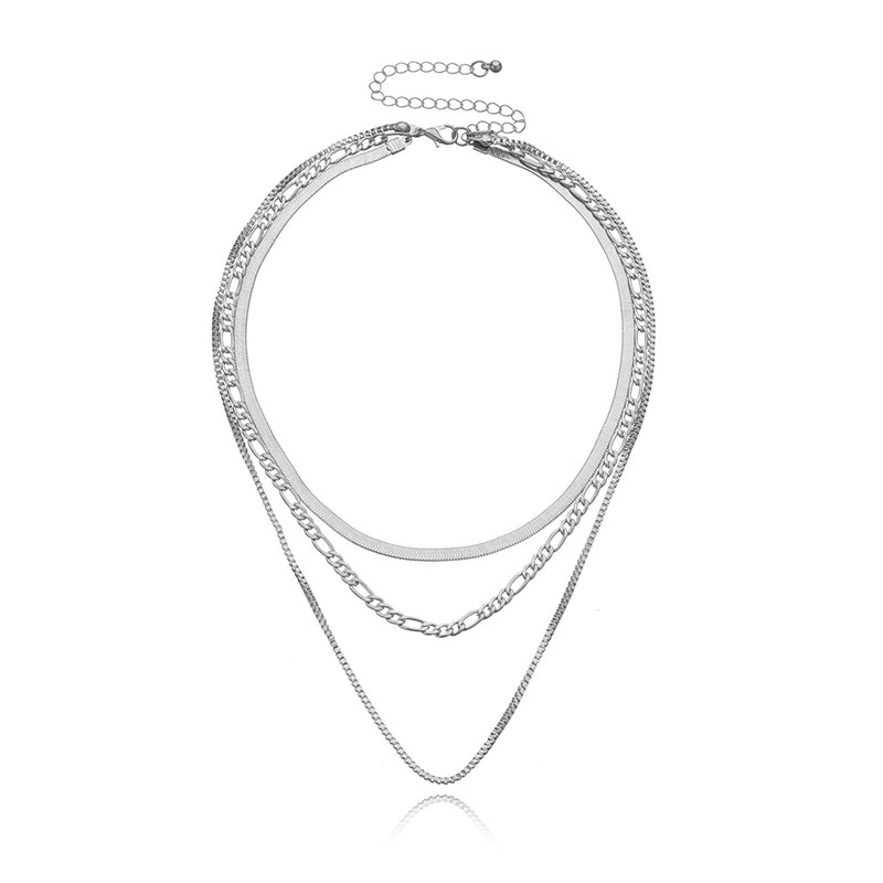Snake Chain Twisted Rope Chain Figaro Chain Layered Necklace Gold - Image 5