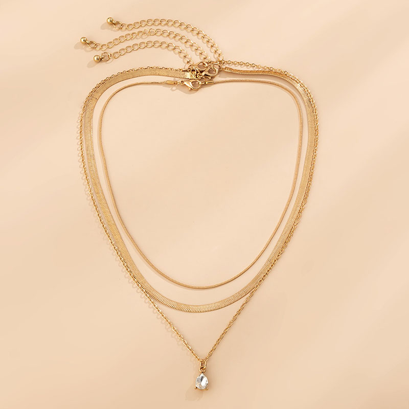 Waterdrop Crystal Charm Snake Chain Necklace Set With Street Luxury Shine - Image 9