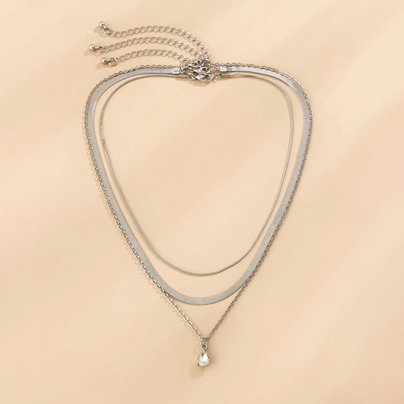 Waterdrop Crystal Charm Snake Chain Necklace Set With Street Luxury Shine - Image 10