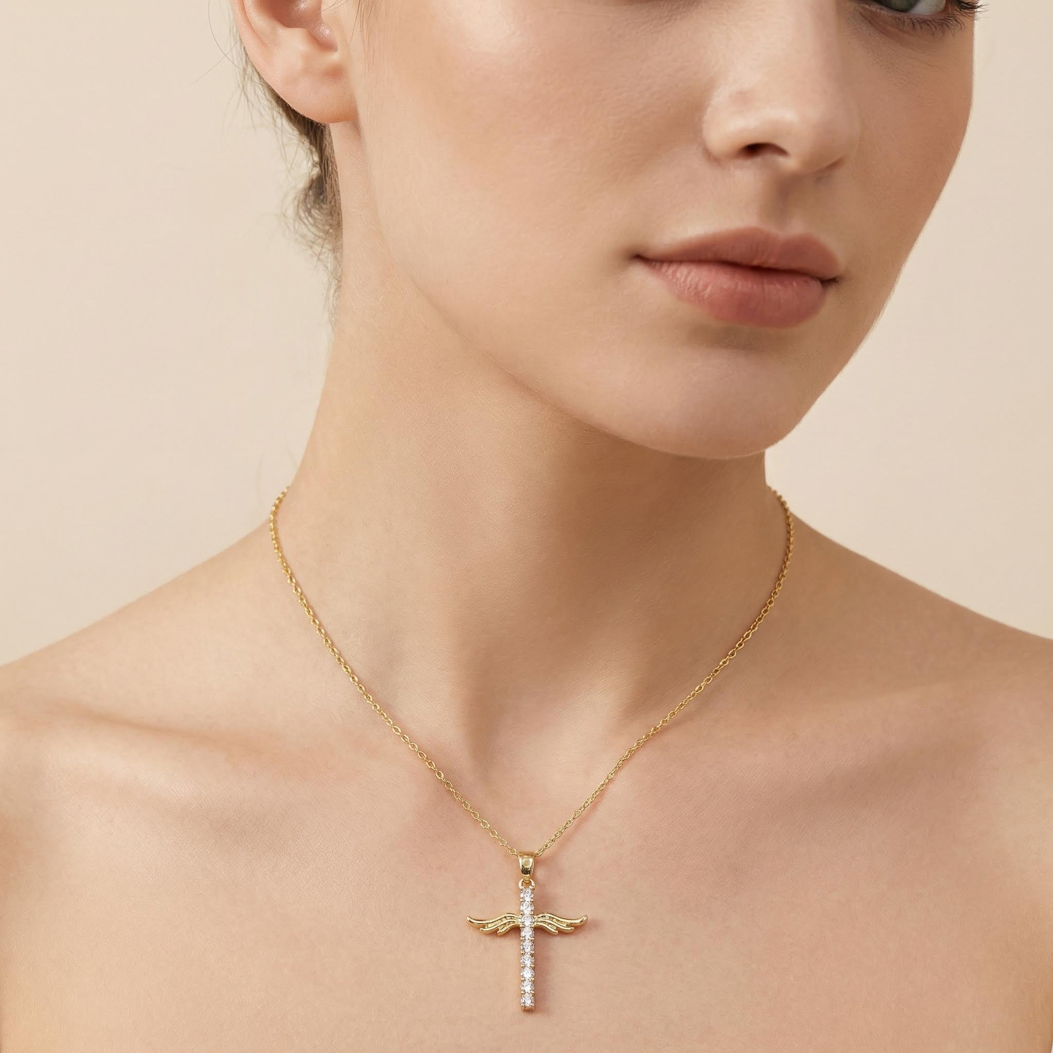 Angel Wings Cross Pendant Necklace Bold Statement Style With Street Luxury - Image 3