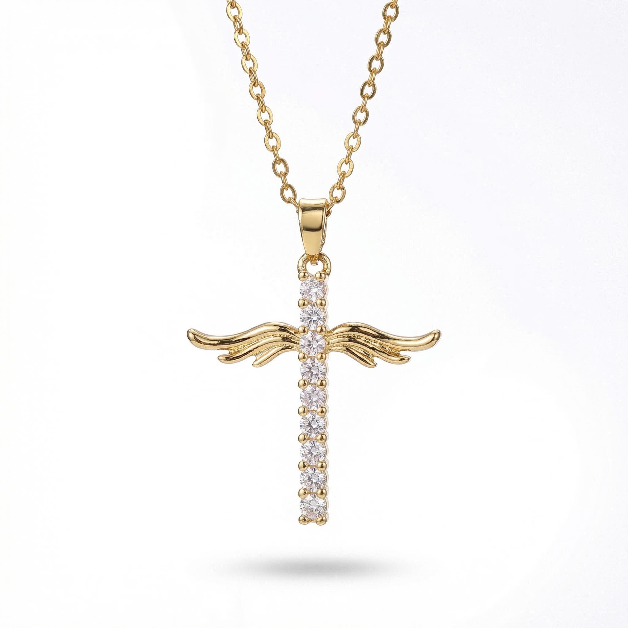 Angel Wings Cross Pendant Necklace Bold Statement Style With Street Luxury