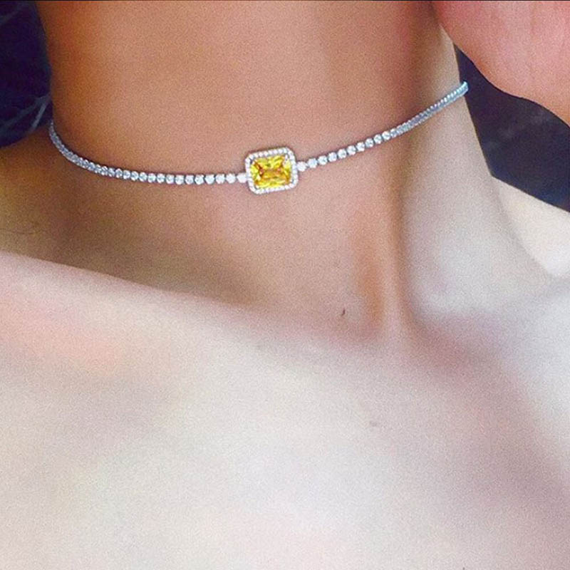 Multicolor Square Tennis Chain In White Gold With Iced Out Shine - Image 5