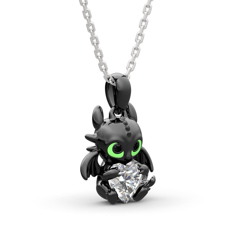 Dragon Crystal Heart Necklace Bold Statement Style With Street Luxury - Image 3