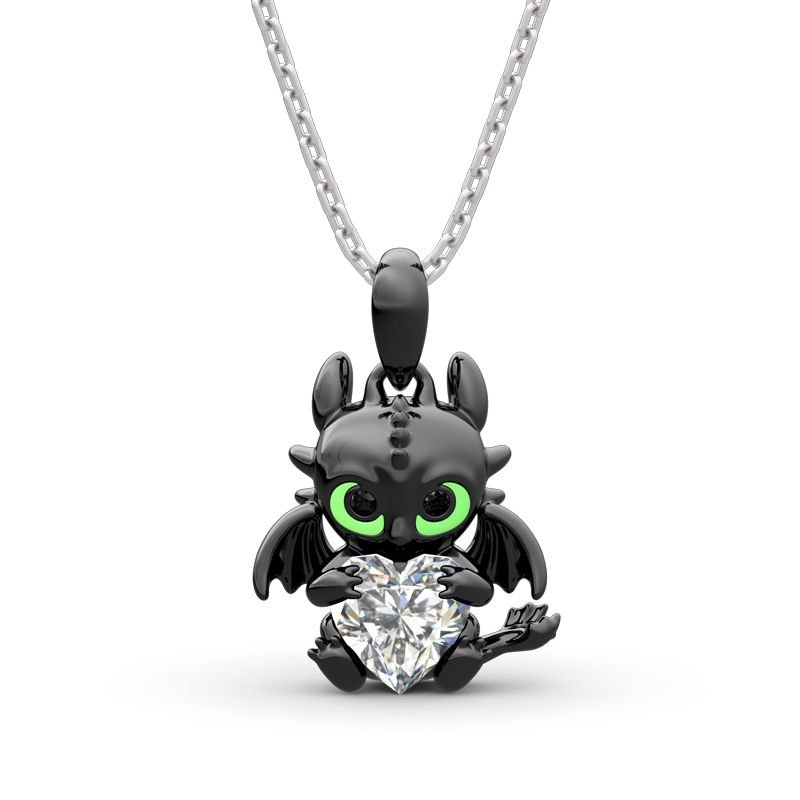 Dragon Crystal Heart Necklace Bold Statement Style With Street Luxury