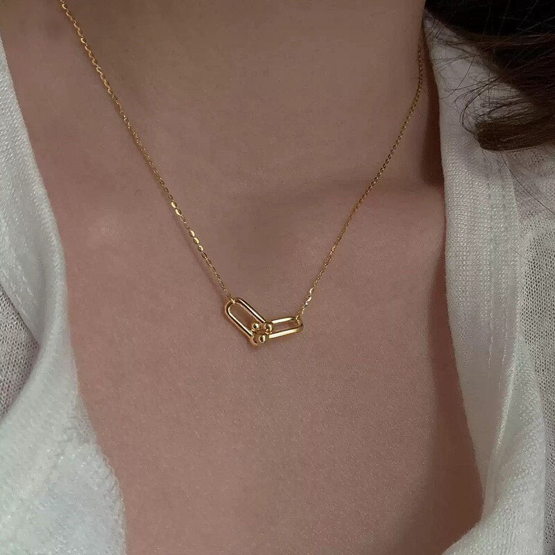 U-shaped Horseshoe Buckle Necklace Bold Statement Style With Street Luxury - Image 3