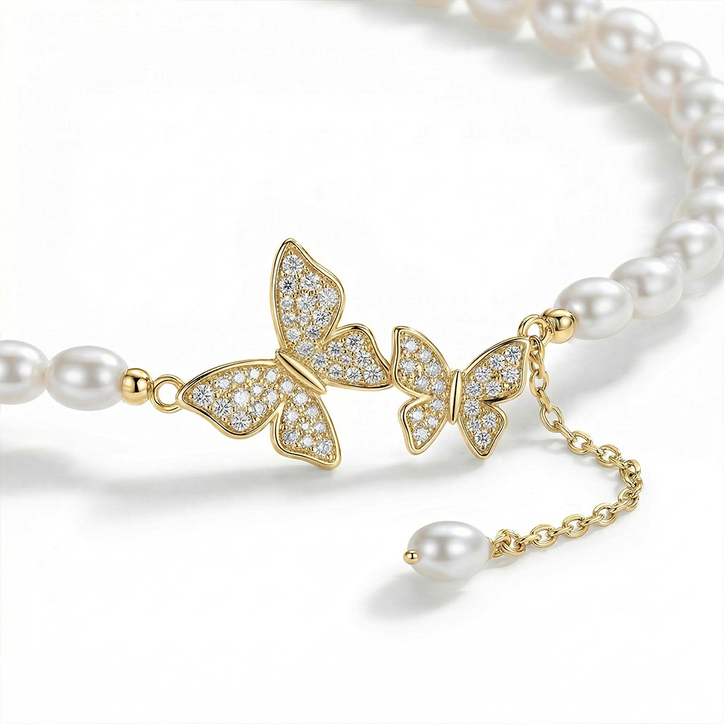 Butterfly Pearl Necklace Bold Statement Style With Street Luxury - Image 4