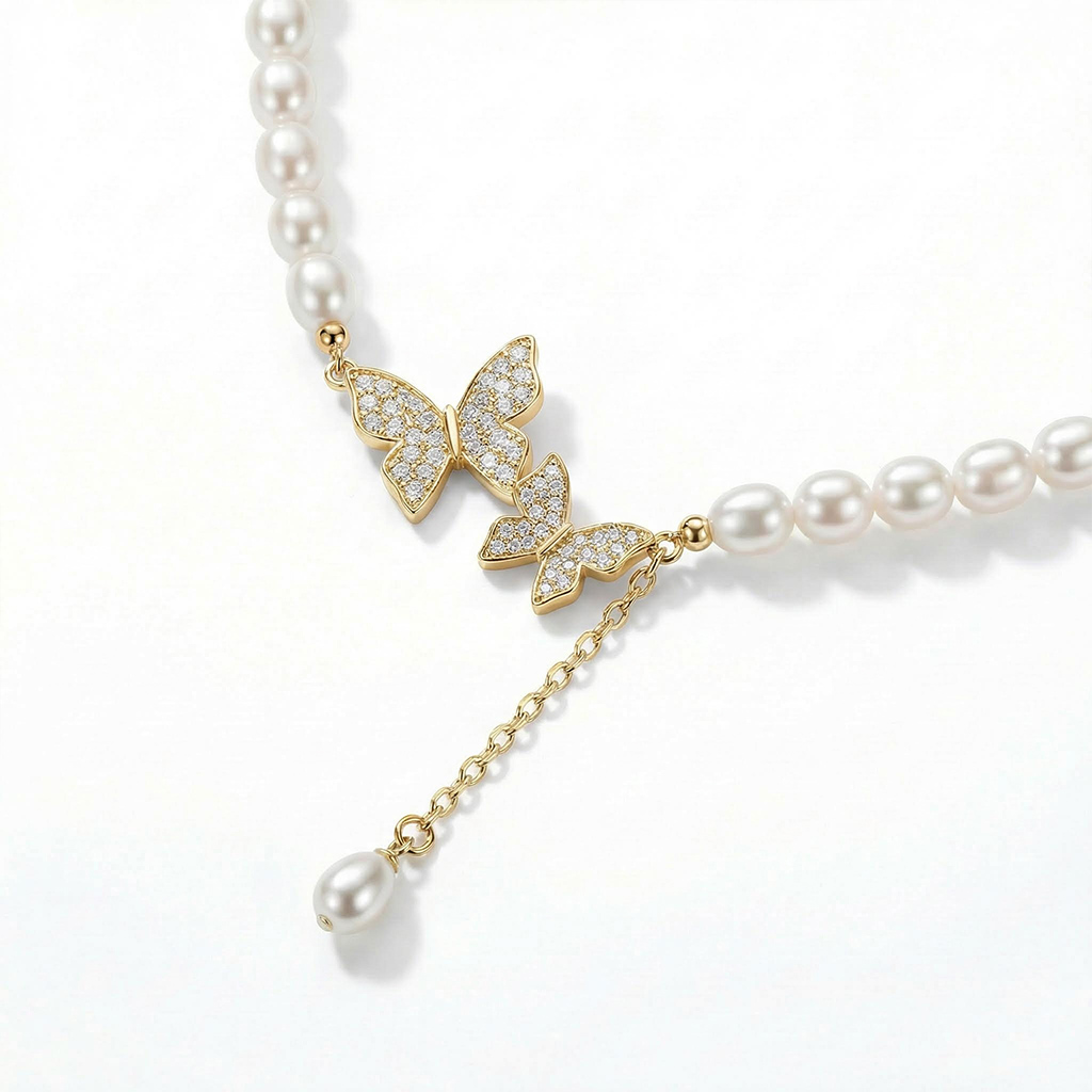Butterfly Pearl Necklace Bold Statement Style With Street Luxury - Image 5