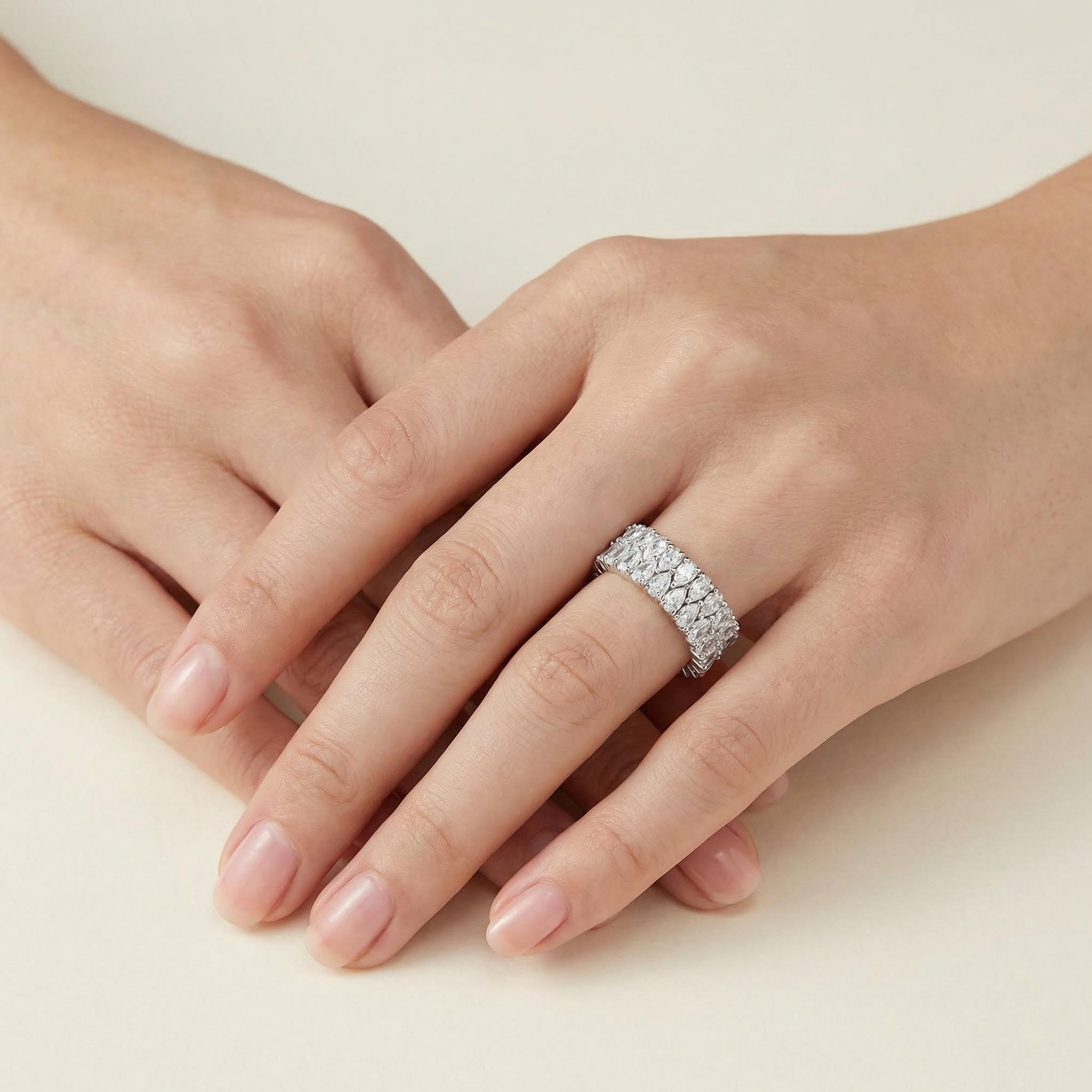 Iced Out Double-row Pear-shaped Cut Ring Gold With Street Luxury Shine - Image 3