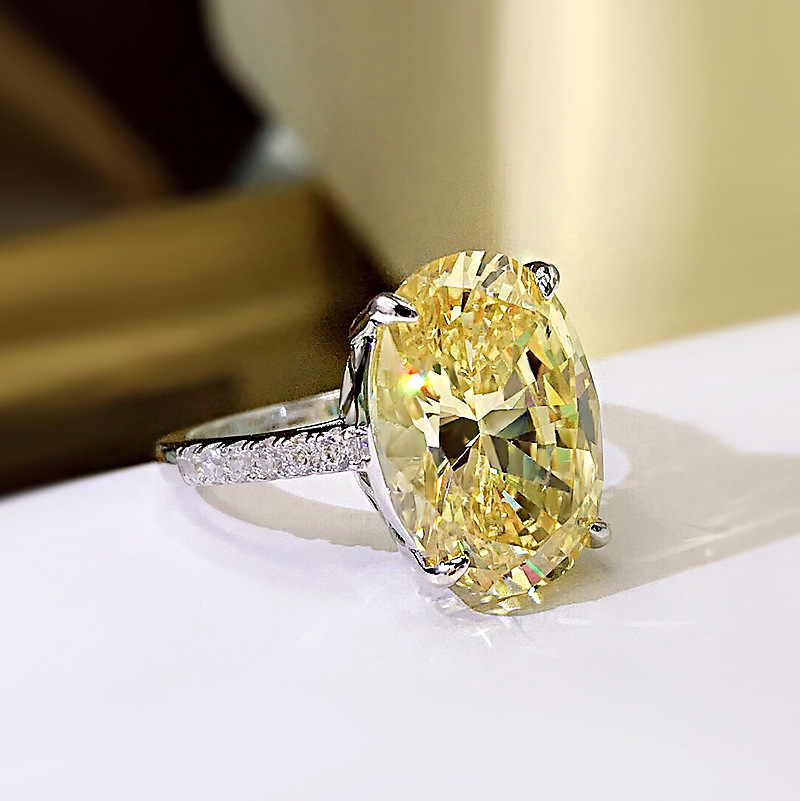 Oval Cut 4 Prong Yellow Stone Ring Iced Out Shine With Street Luxury - Image 3