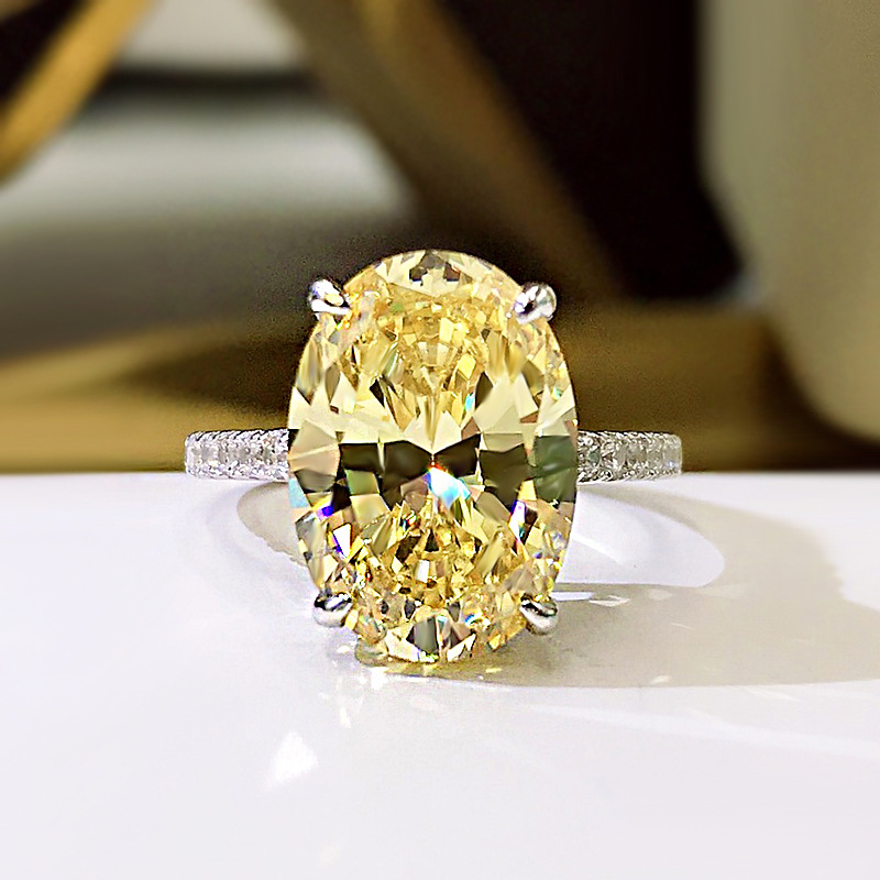 Oval Cut 4 Prong Yellow Stone Ring Iced Out Shine With Street Luxury