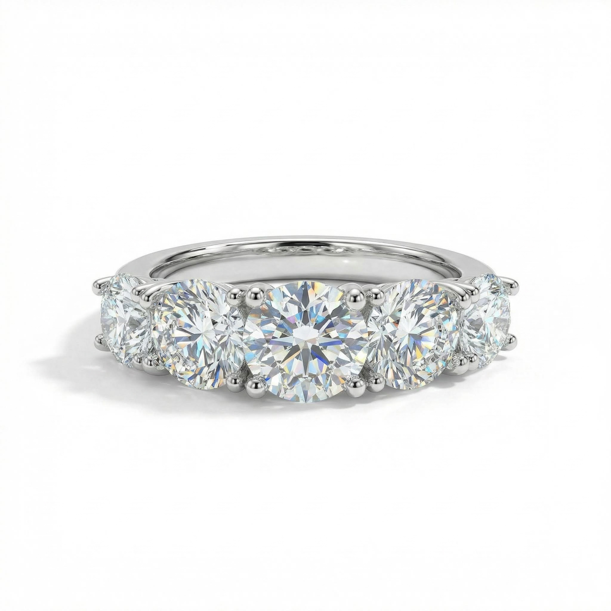 Round Cut Five Stones Ring Bold Statement Style With Street Luxury