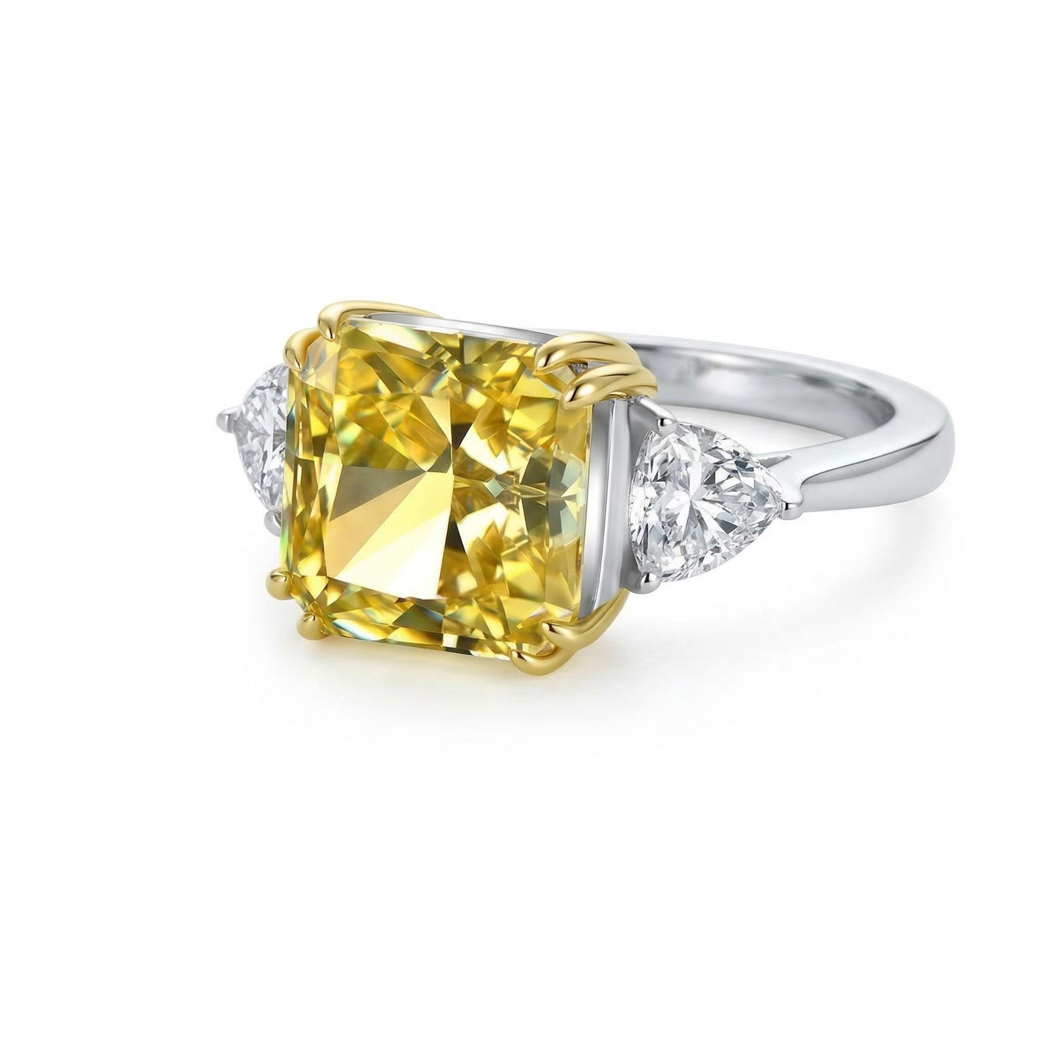 5ct Cushion Cut Yellow Stone Ring Bold Statement Style With Street Luxury - Image 5