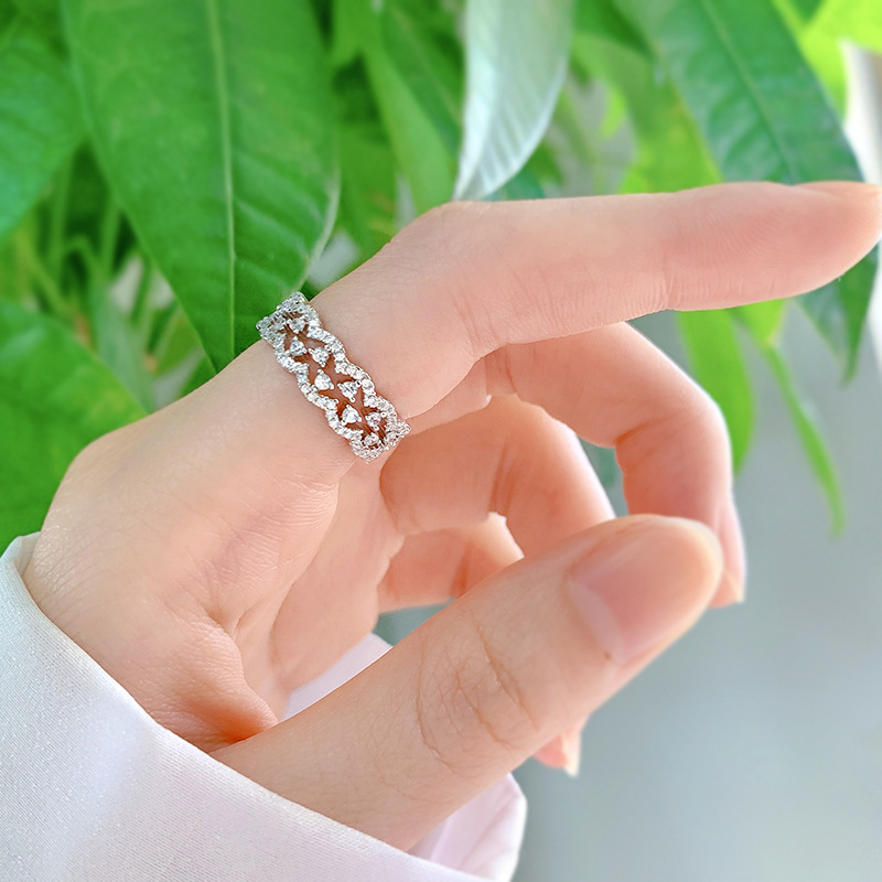 Iced Out Lace Thin Stacked Ring Silver With Street Luxury Shine - Image 8