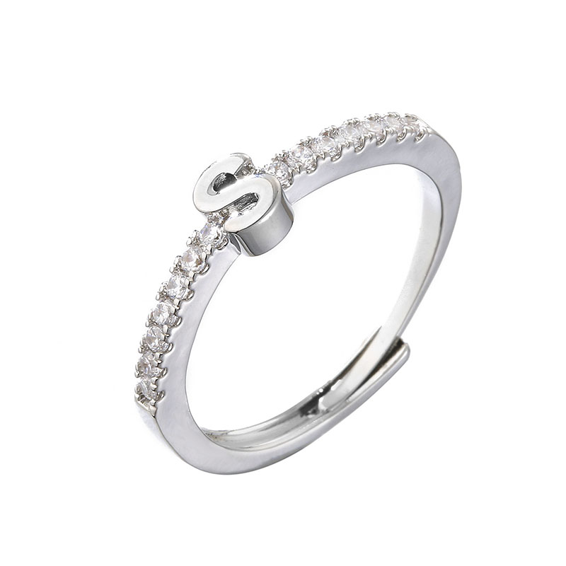Iced Out Initial Letters Open Ring Gold With Street Luxury Shine - Image 3