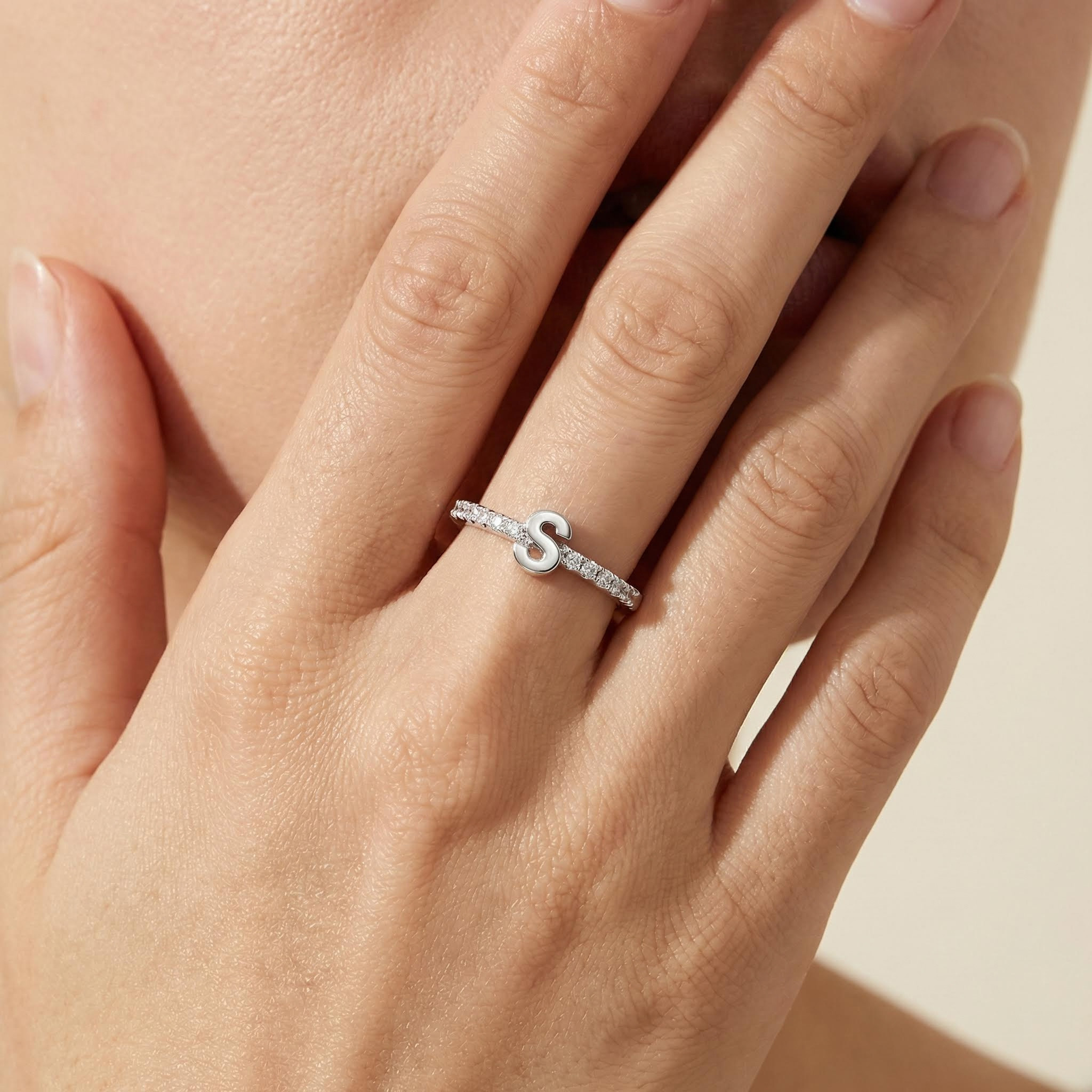 Iced Out Initial Letters Open Ring Gold With Street Luxury Shine - Image 4