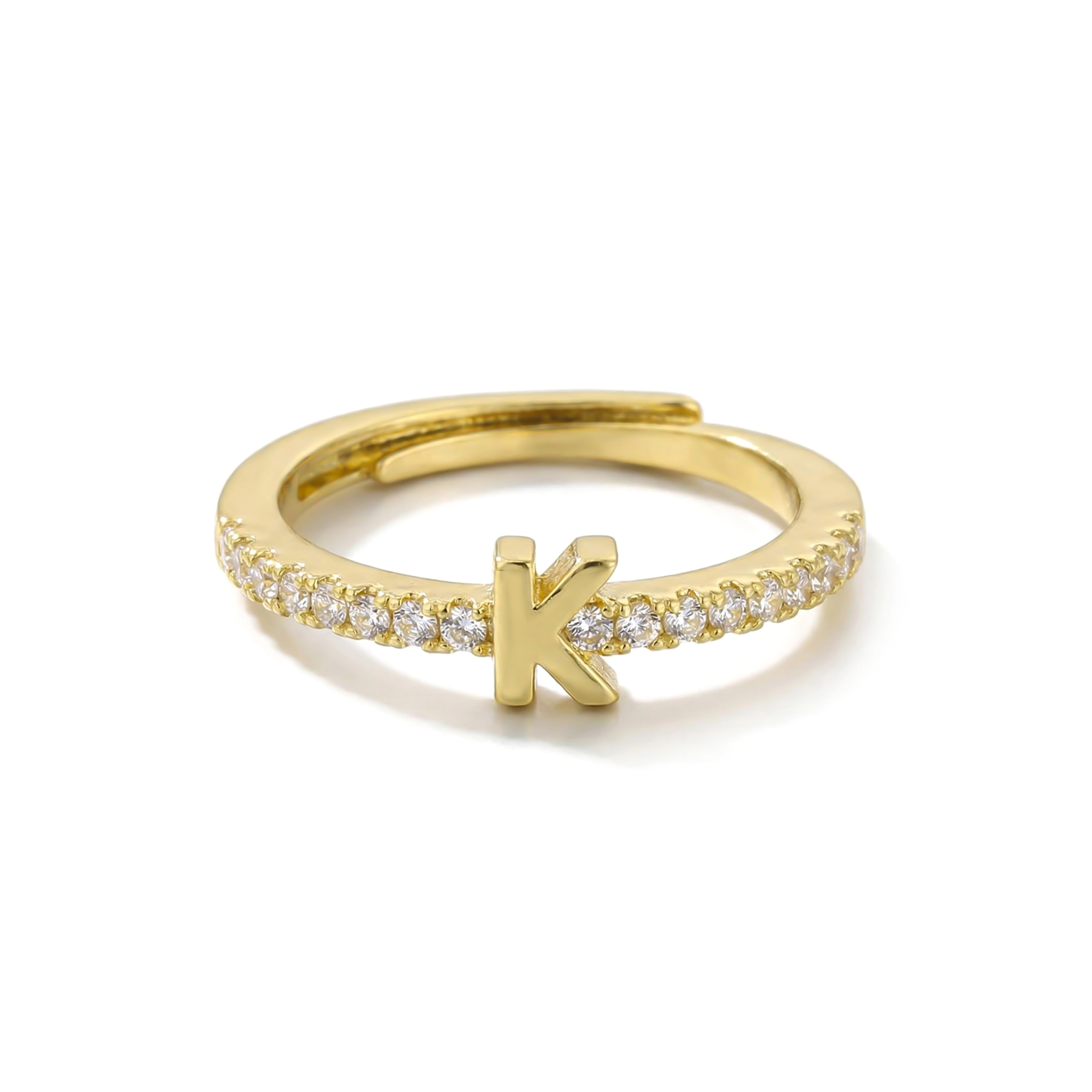 Iced Out Initial Letters Open Ring Gold With Street Luxury Shine - Image 5