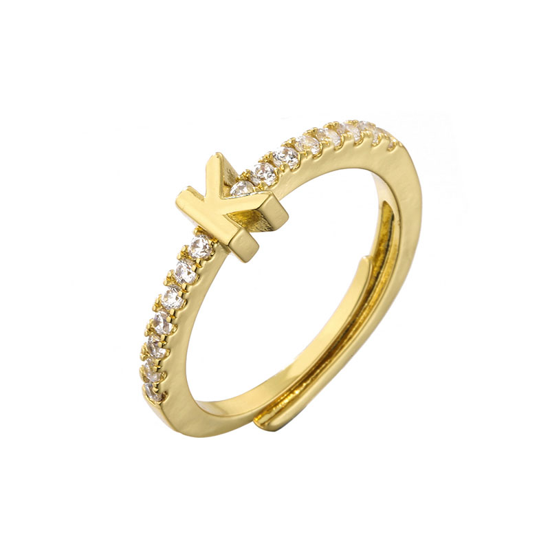 Iced Out Initial Letters Open Ring Gold With Street Luxury Shine - Image 6