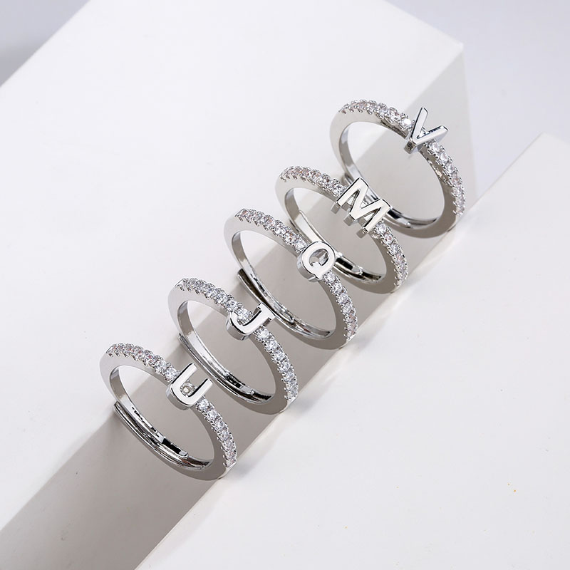 Iced Out Initial Letters Open Ring Gold With Street Luxury Shine - Image 8
