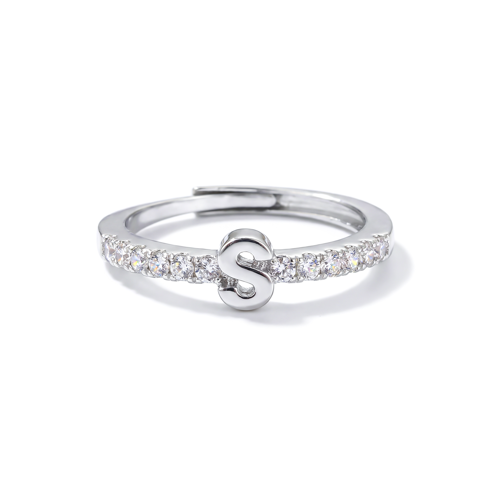 Iced Out Initial Letters Open Ring Gold With Street Luxury Shine