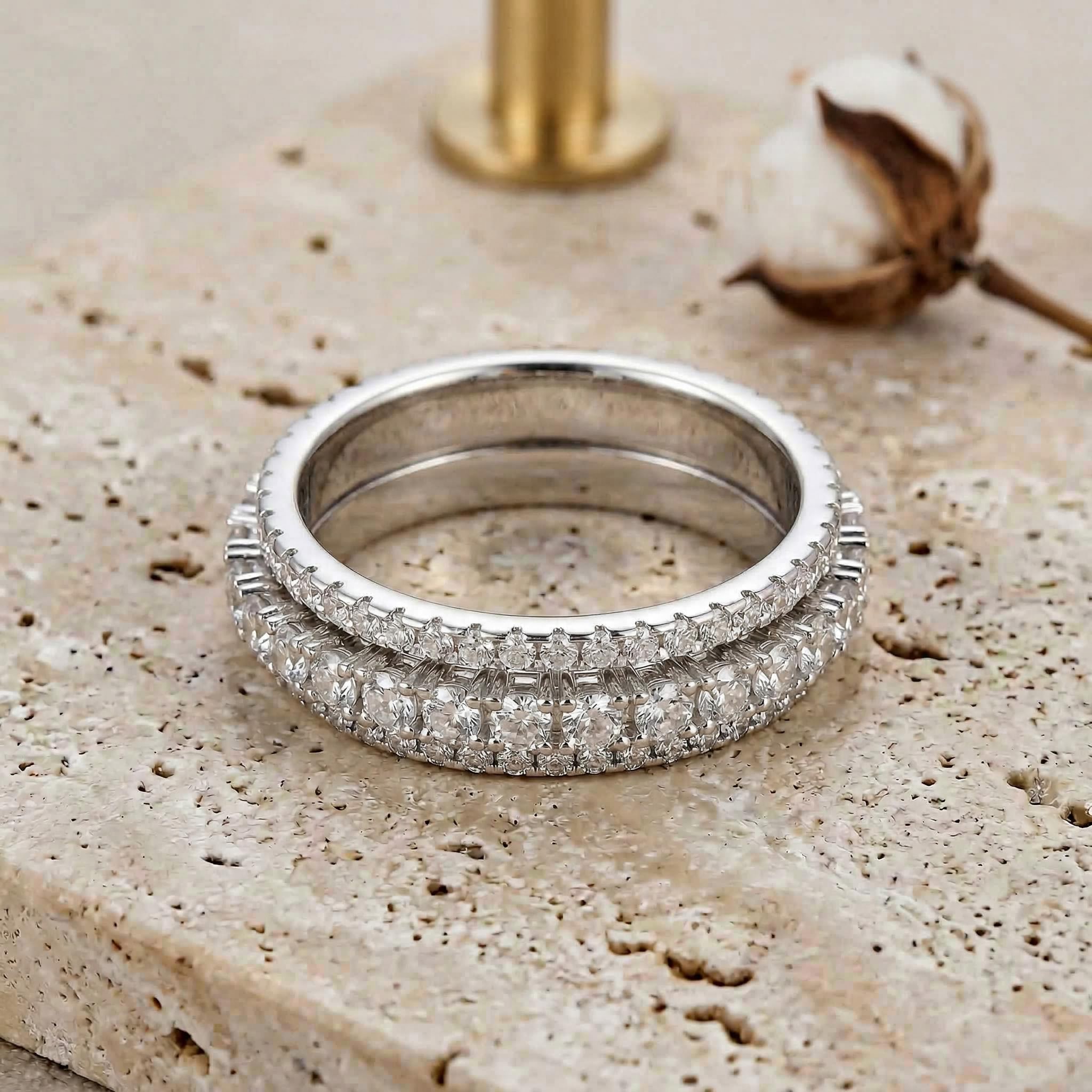 Iced Out Triple Row Fidget Spinner Ring Triple With Street Luxury Shine - Image 5