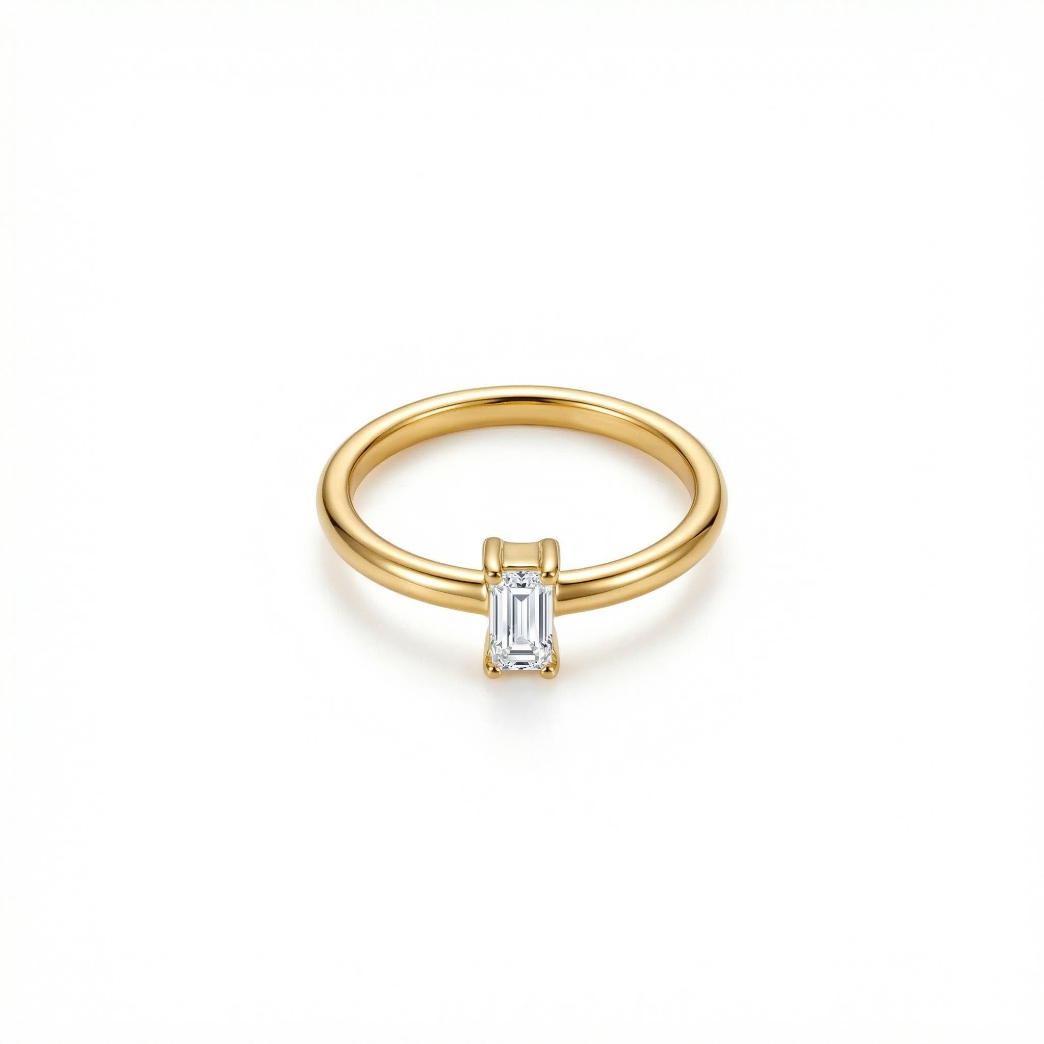 Gold Stainless Steel Baguette Ring Gold With Bold Statement Appeal - Image 3