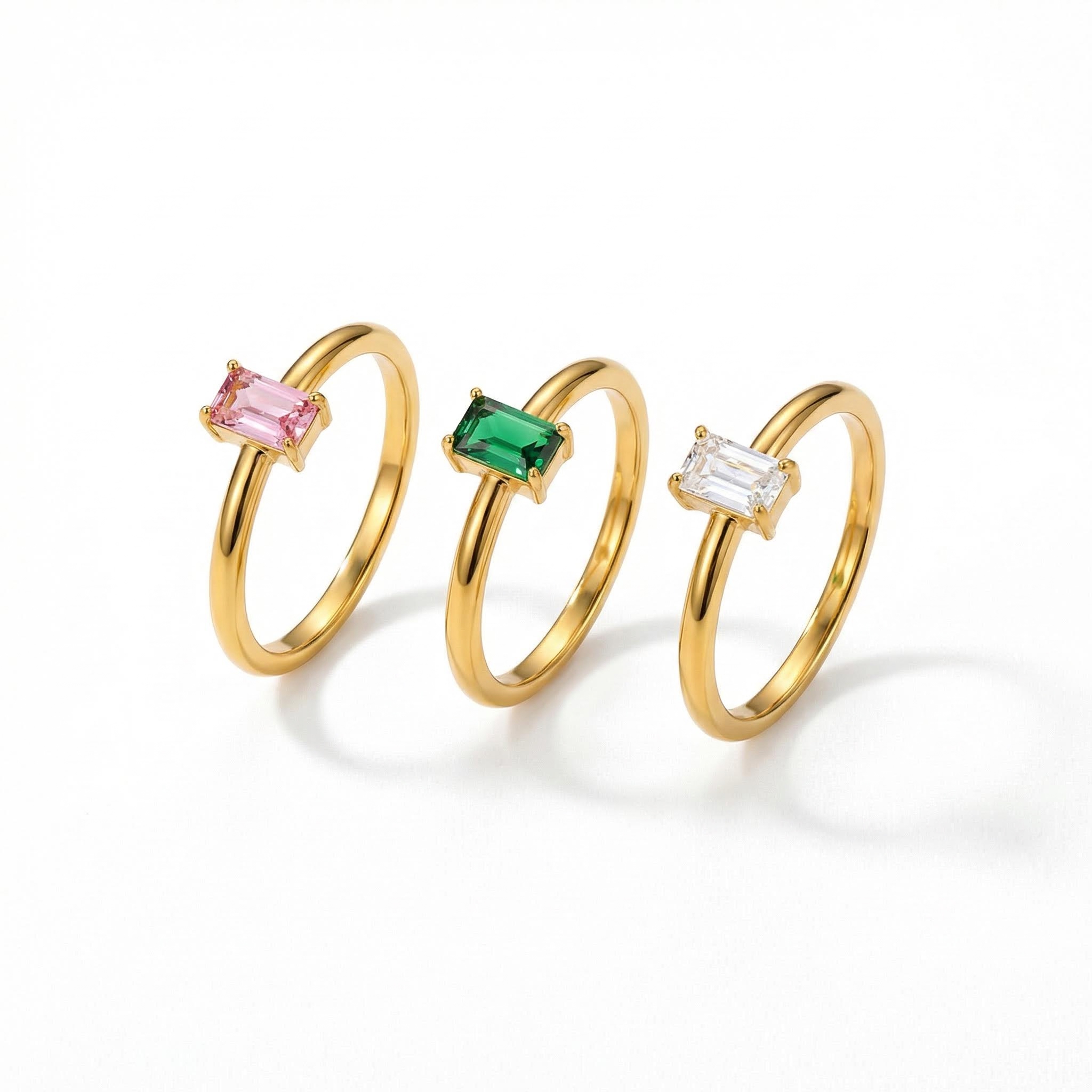 Gold Stainless Steel Baguette Ring Gold With Bold Statement Appeal - Image 4