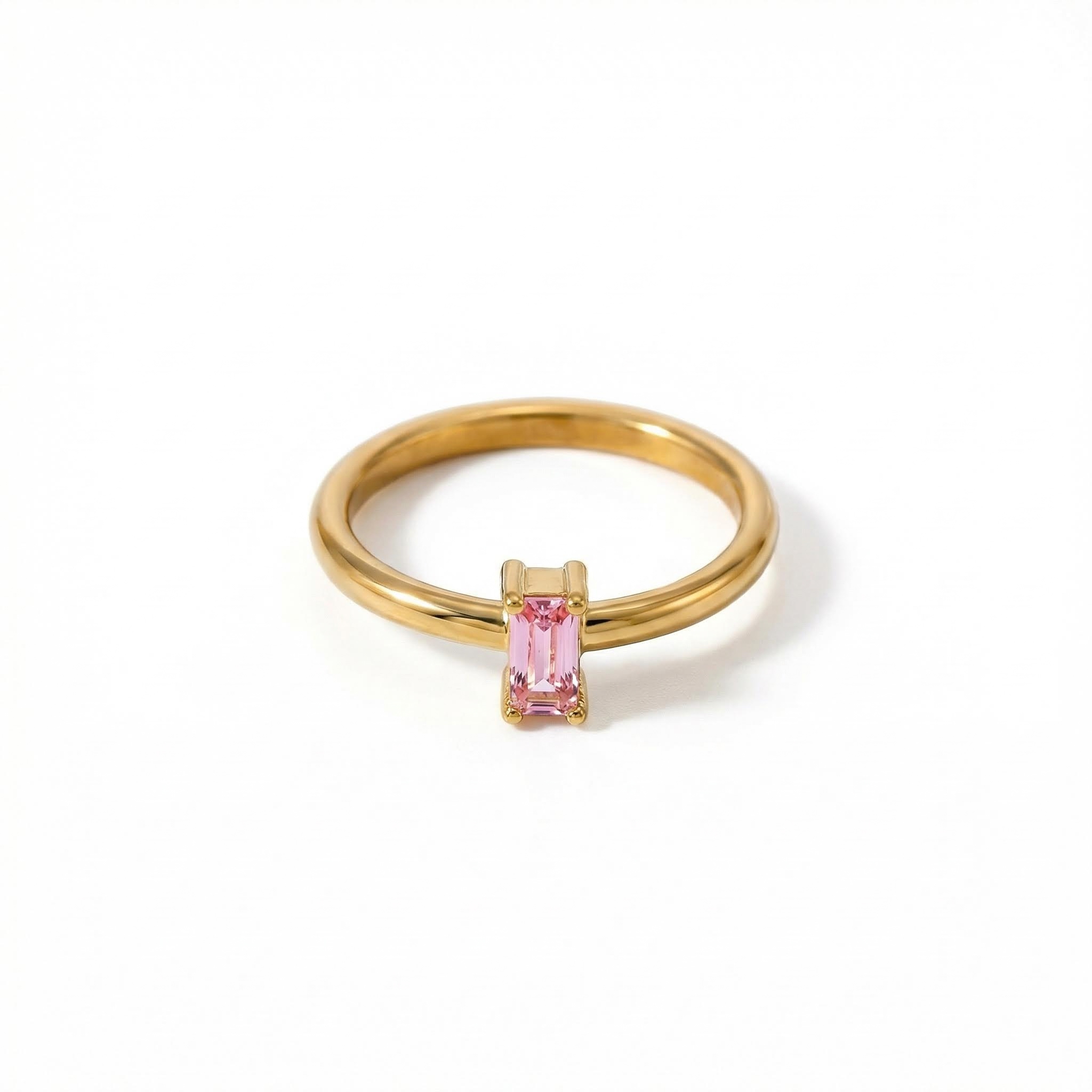 Gold Stainless Steel Baguette Ring Gold With Bold Statement Appeal - Image 5