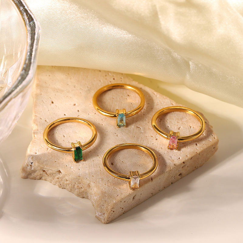 Gold Stainless Steel Baguette Ring Gold With Bold Statement Appeal - Image 8