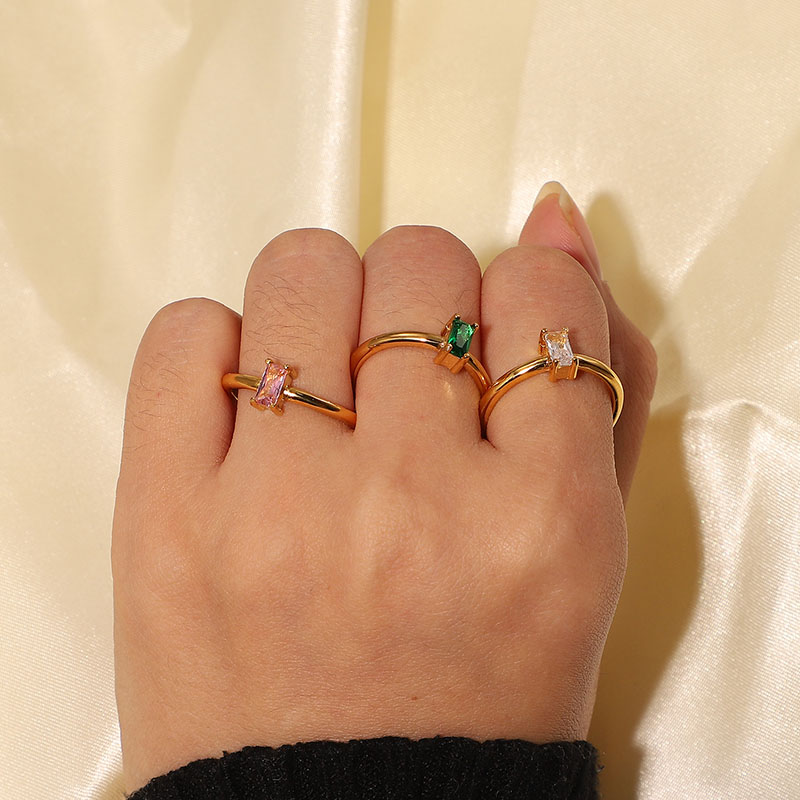 Gold Stainless Steel Baguette Ring Gold With Bold Statement Appeal - Image 10