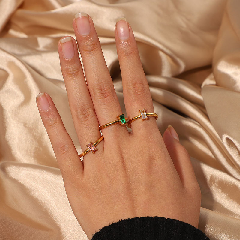 Gold Stainless Steel Baguette Ring Gold With Bold Statement Appeal - Image 11