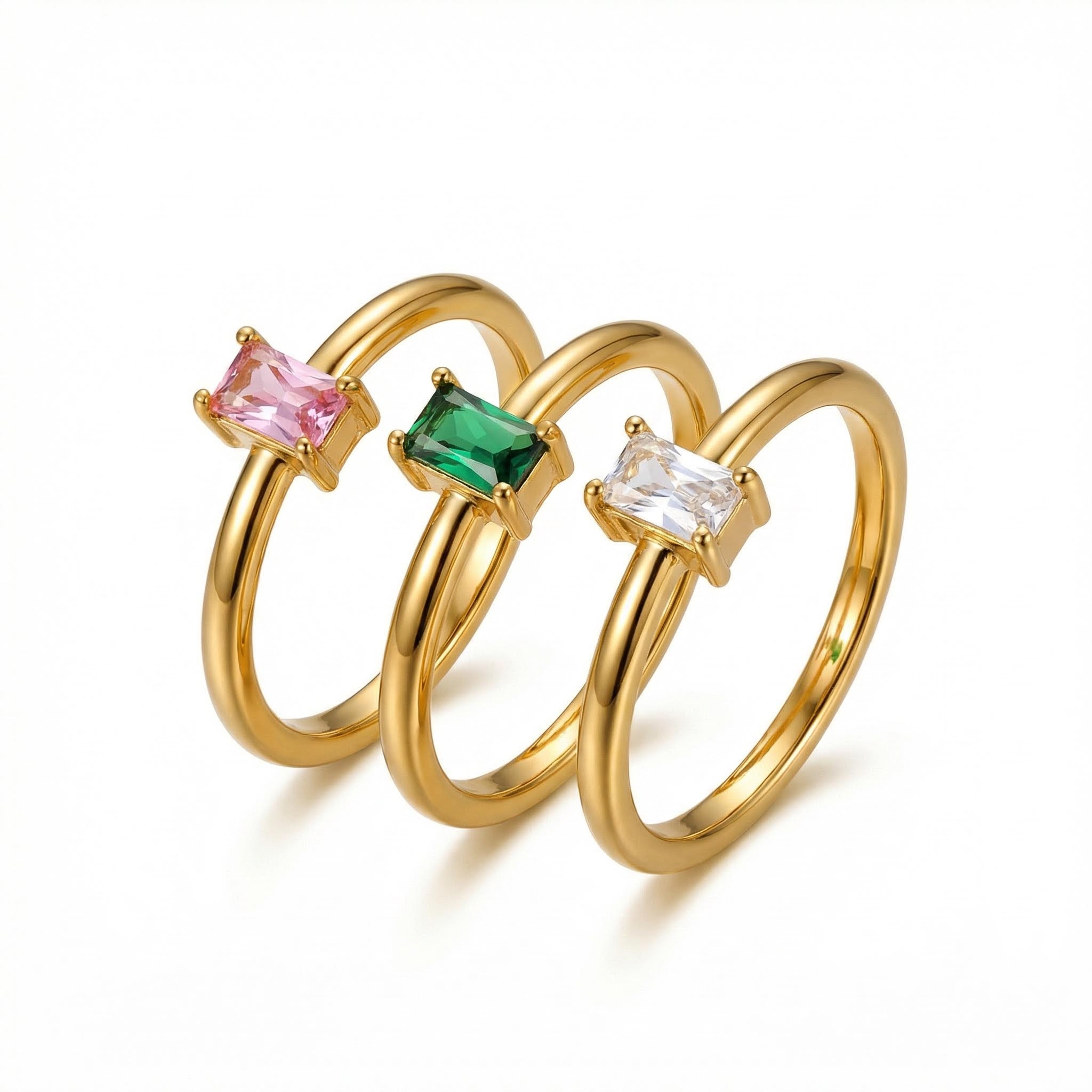 Gold Stainless Steel Baguette Ring Gold With Bold Statement Appeal