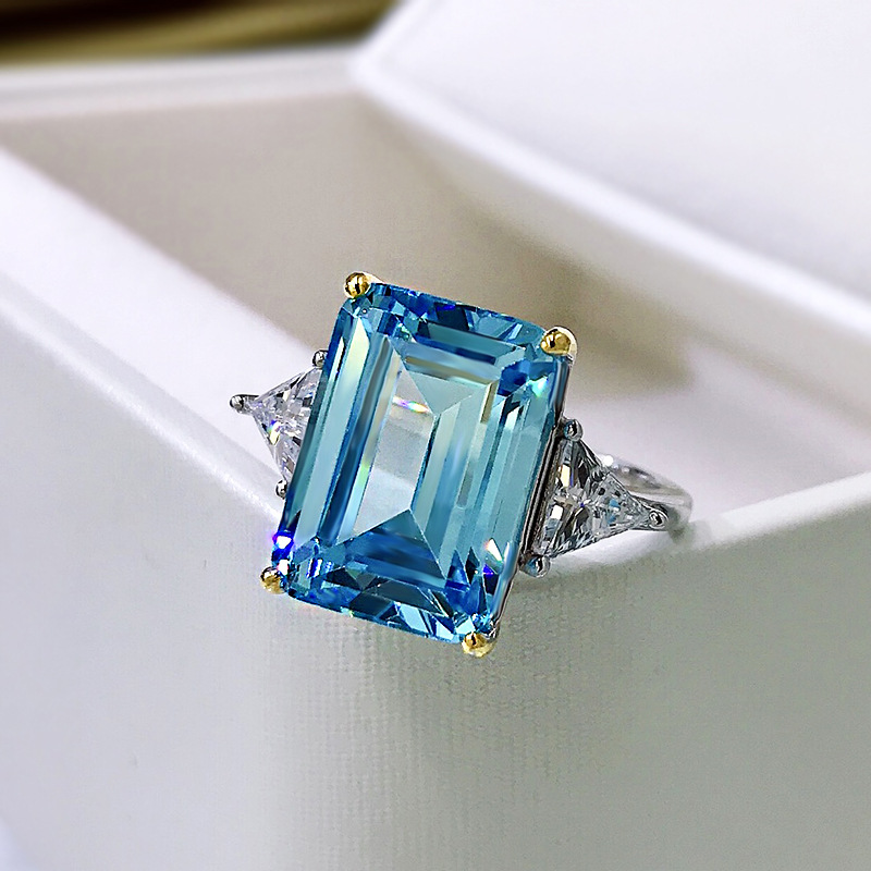 Emerald Cut Sterling Silver Engagement Ring With Street Luxury Shine - Image 4