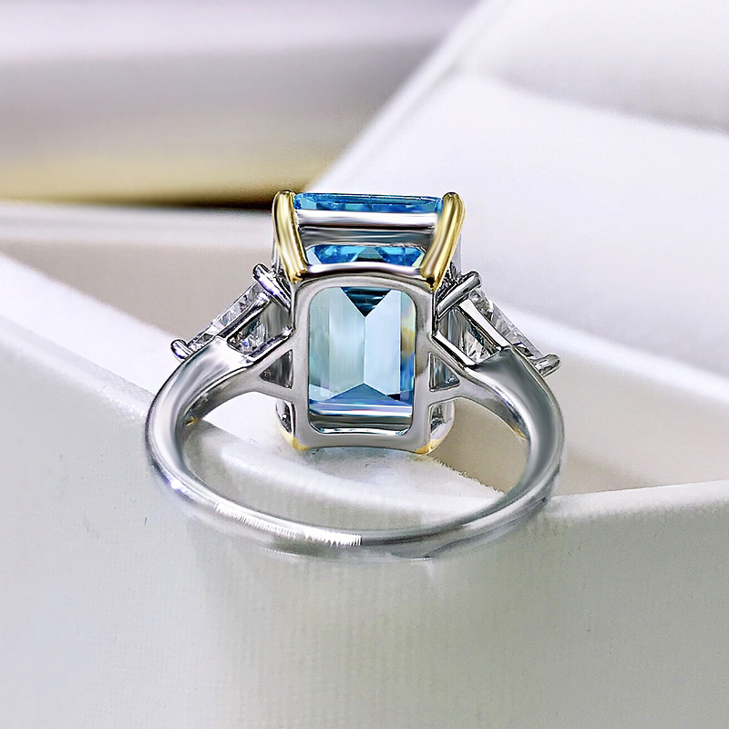 Emerald Cut Sterling Silver Engagement Ring With Street Luxury Shine - Image 5