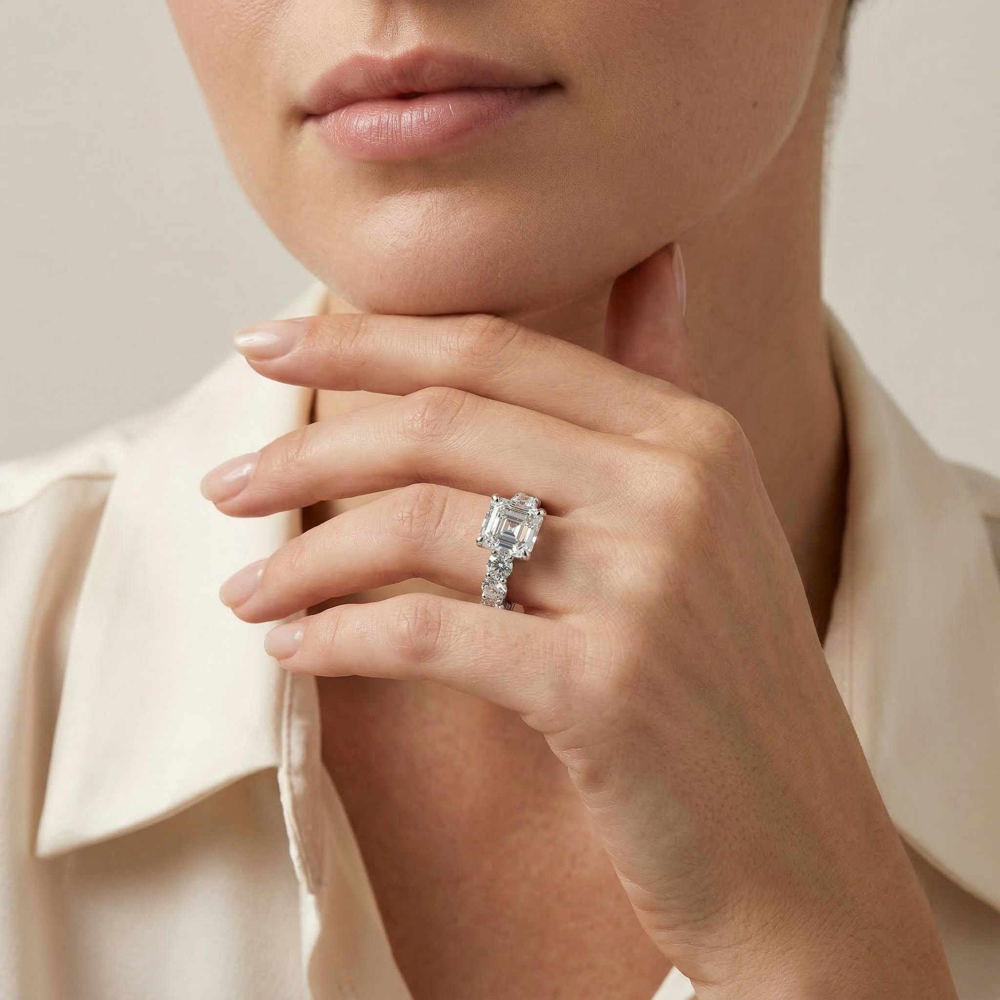 3.2 Ct Asscher Cut Ring Set Bold Statement Style With Street Luxury - Image 3