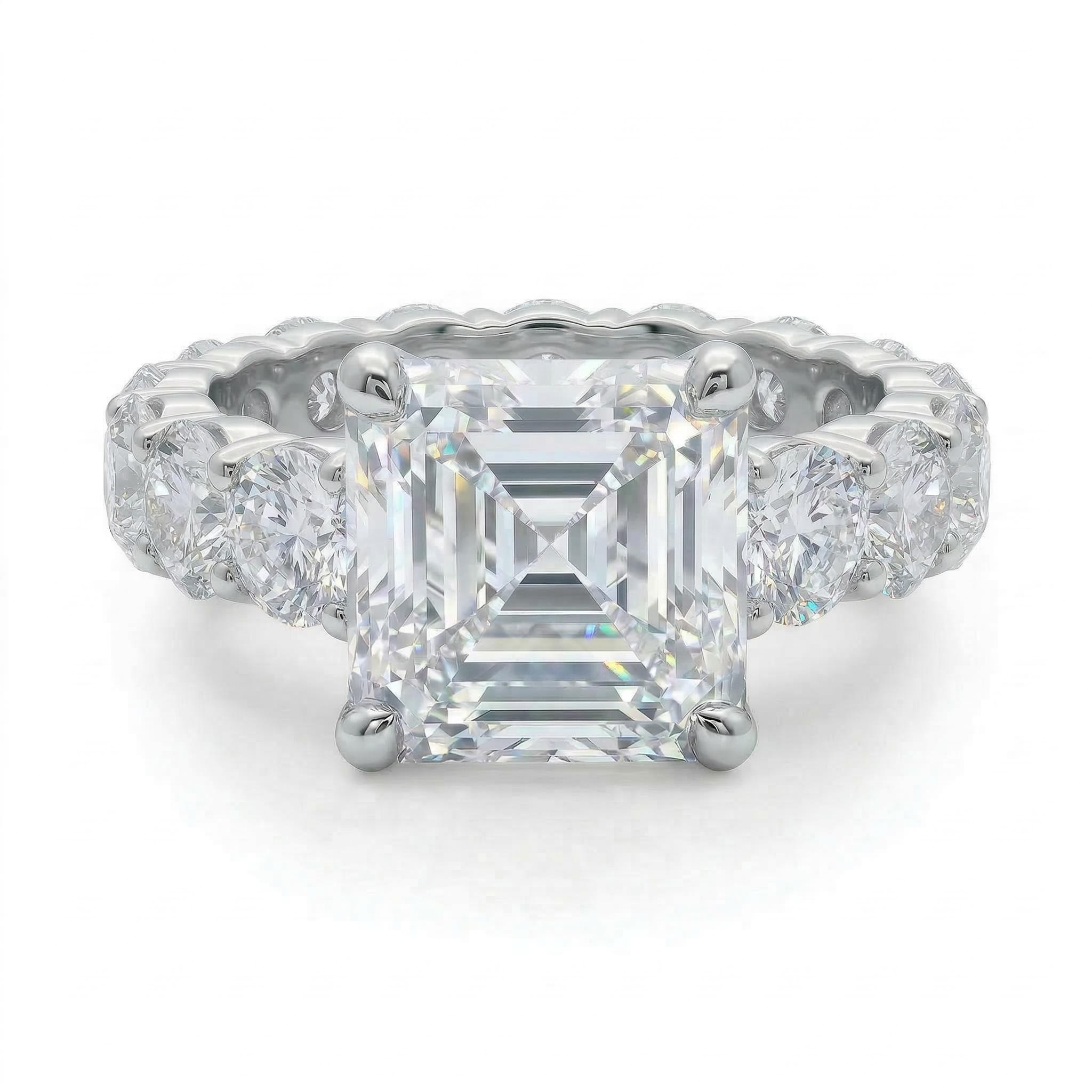 3.2 Ct Asscher Cut Ring Set Bold Statement Style With Street Luxury - Image 4