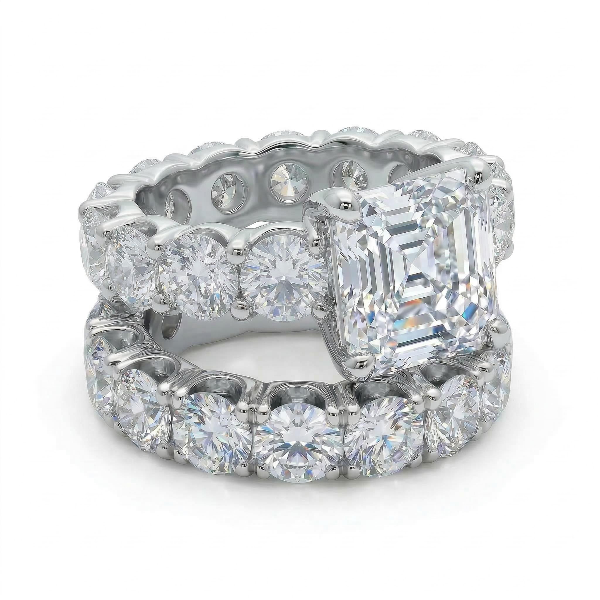 3.2 Ct Asscher Cut Ring Set Bold Statement Style With Street Luxury
