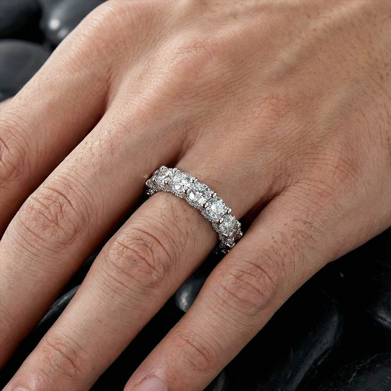 3.8 Ct Round Cut Micro Pave Band Ring With Bold Statement Appeal - Image 3