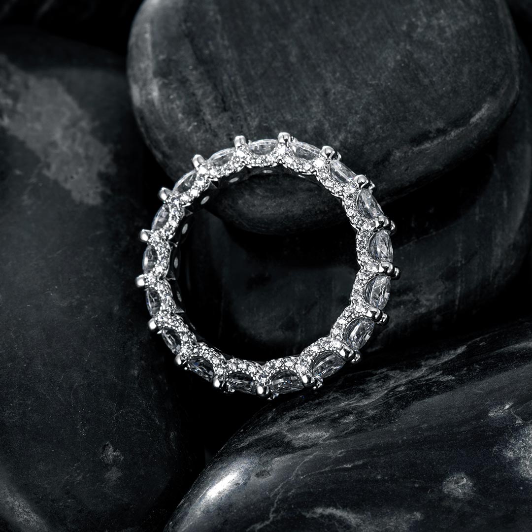 3.8 Ct Round Cut Micro Pave Band Ring With Bold Statement Appeal - Image 6