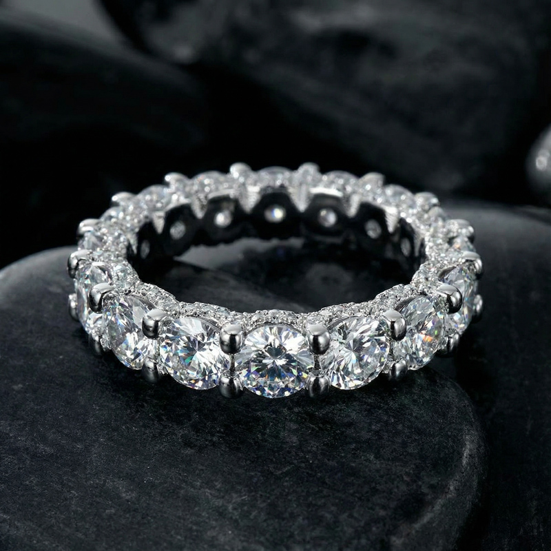 3.8 Ct Round Cut Micro Pave Band Ring With Bold Statement Appeal