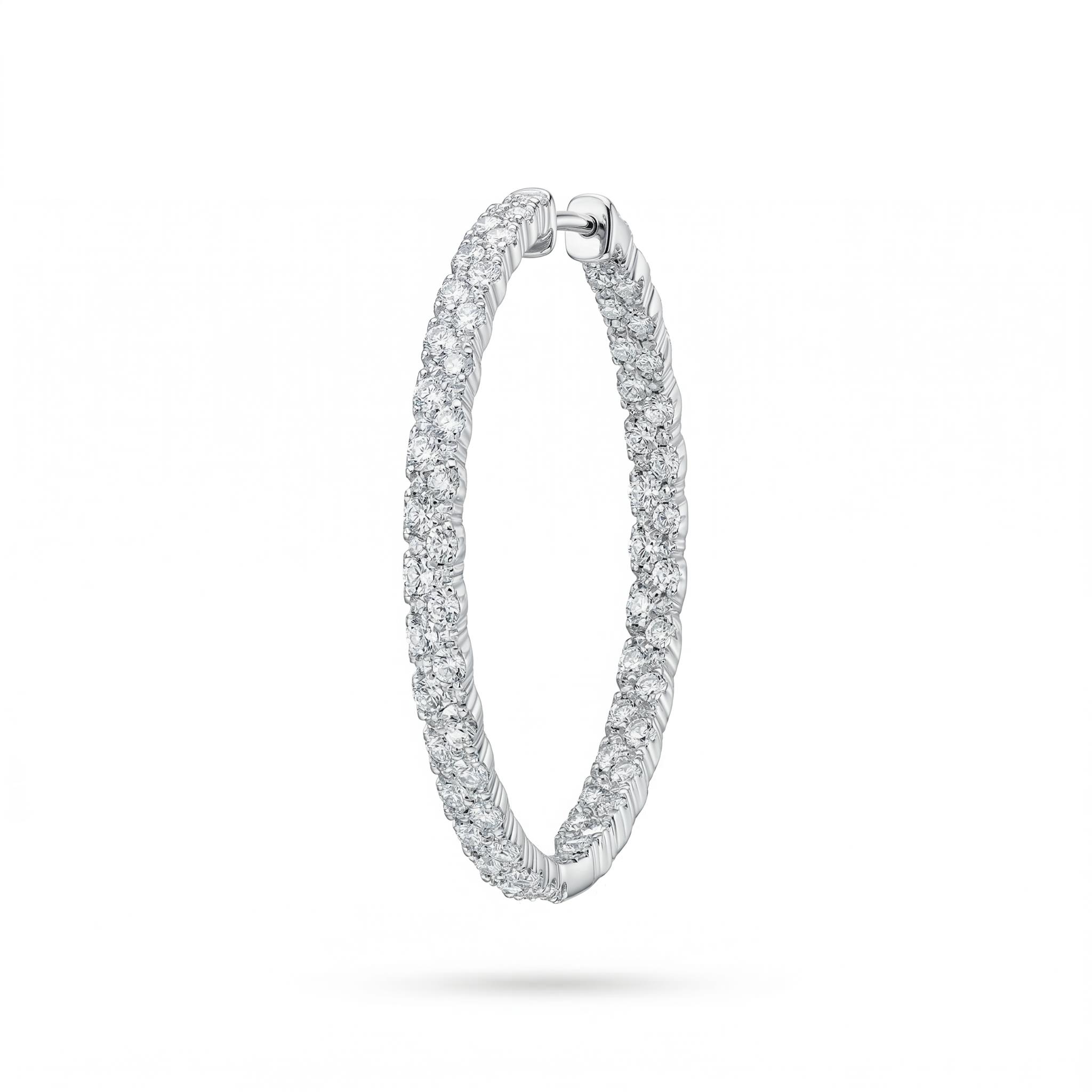 Large Double Row Pave Hoop Earrings Bold Statement Style With Street Luxury - Image 4