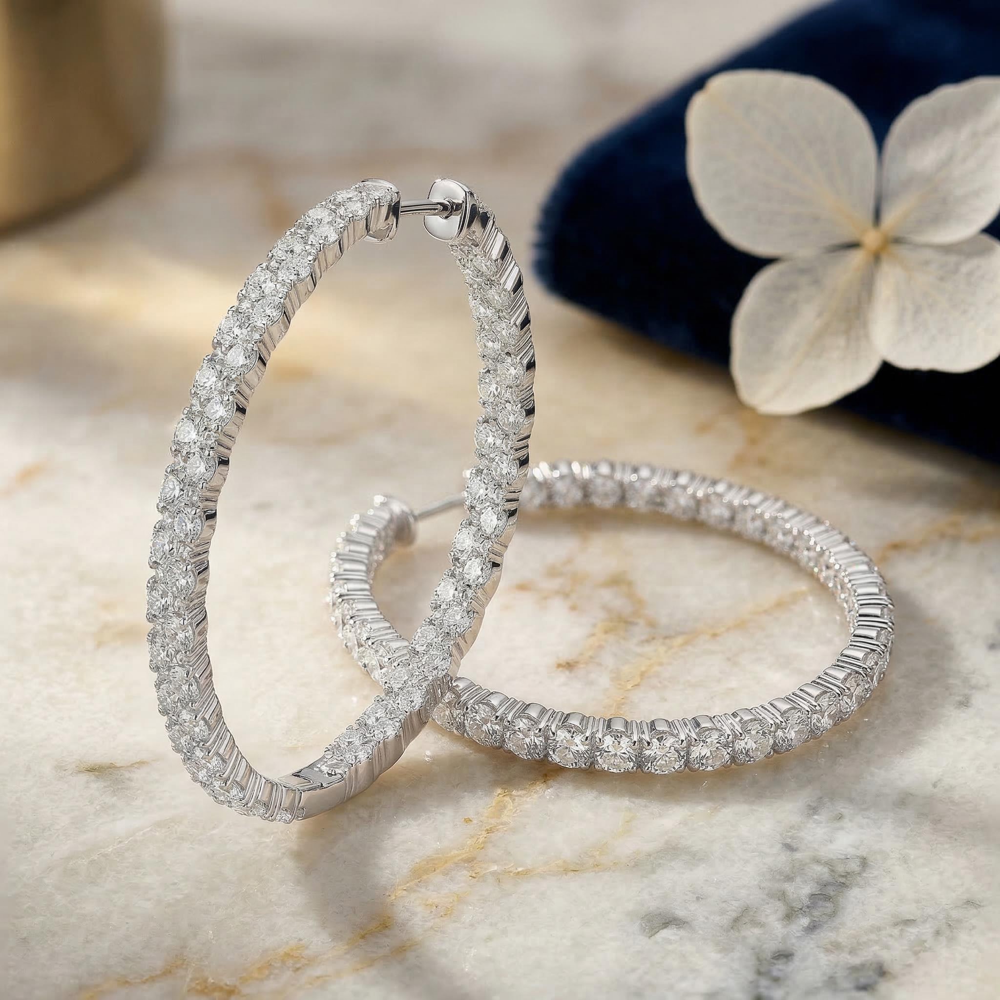 Large Double Row Pave Hoop Earrings Bold Statement Style With Street Luxury - Image 5