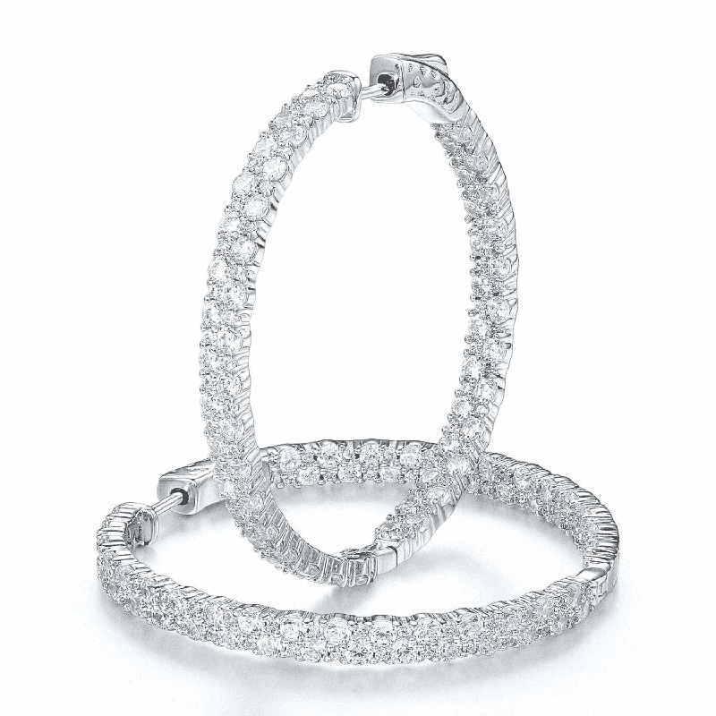 Large Double Row Pave Hoop Earrings Bold Statement Style With Street Luxury - Image 6