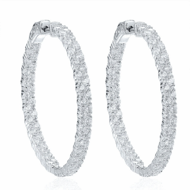 Large Double Row Pave Hoop Earrings Bold Statement Style With Street Luxury - Image 7