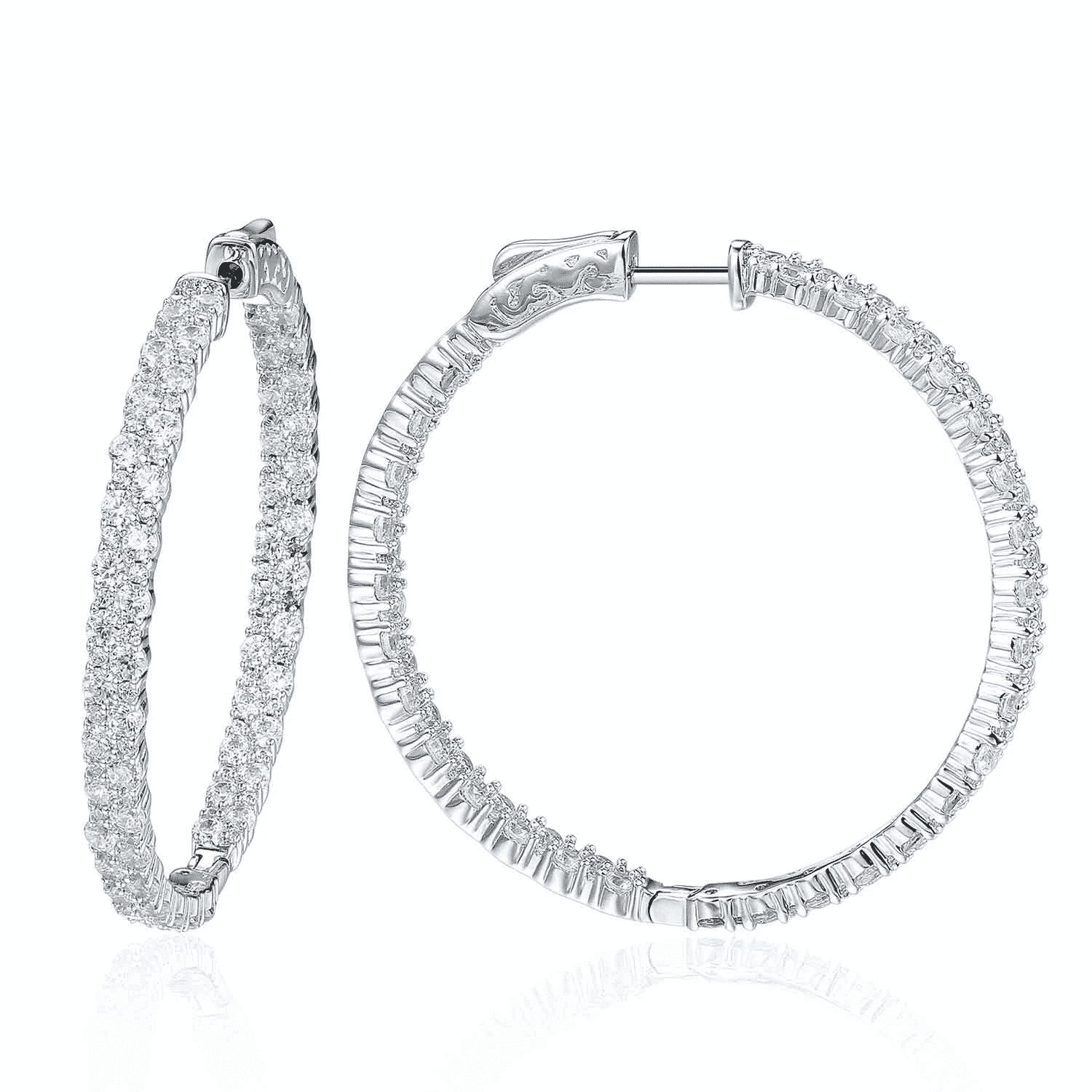 Large Double Row Pave Hoop Earrings Bold Statement Style With Street Luxury - Image 8