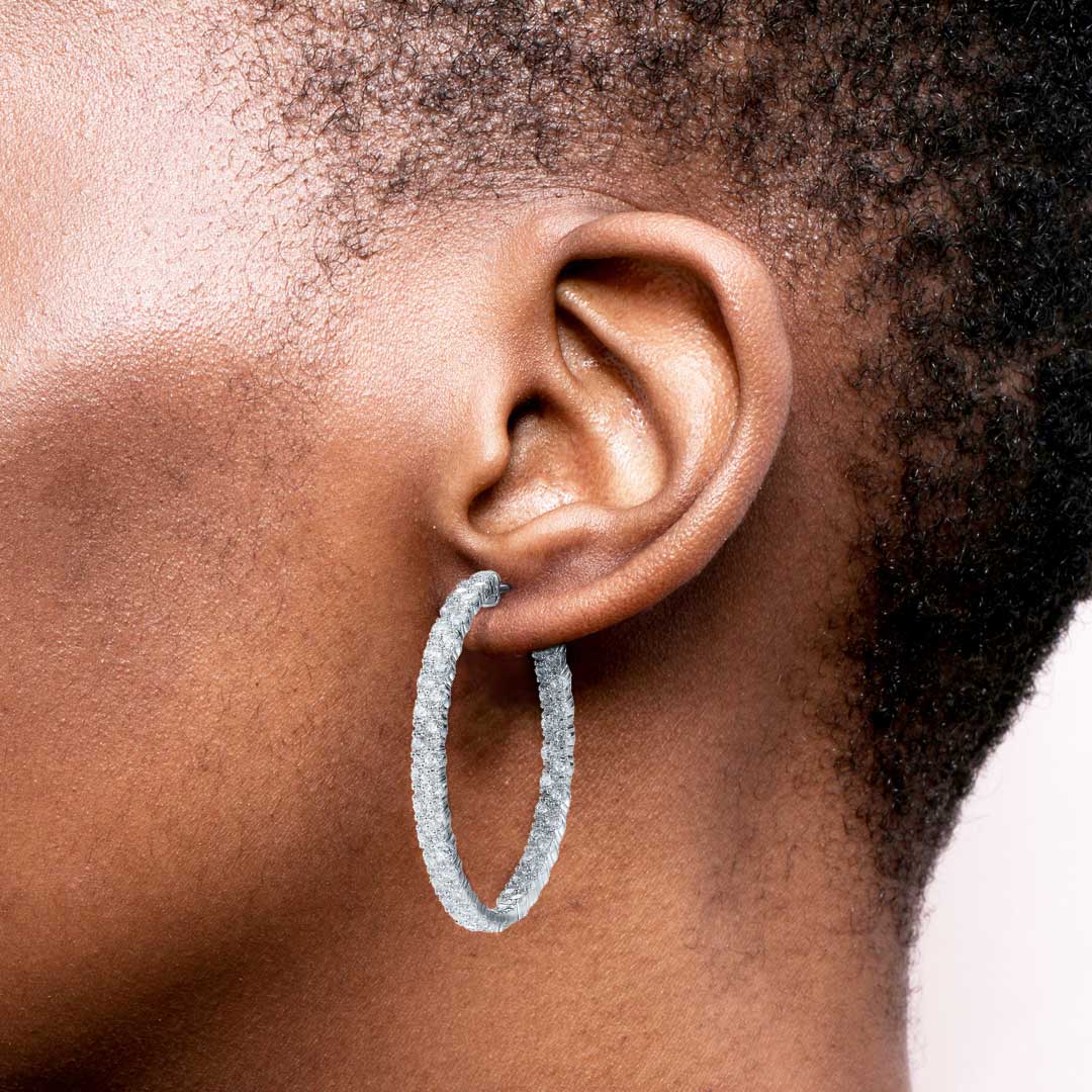 Large Double Row Pave Hoop Earrings Bold Statement Style With Street Luxury - Image 9