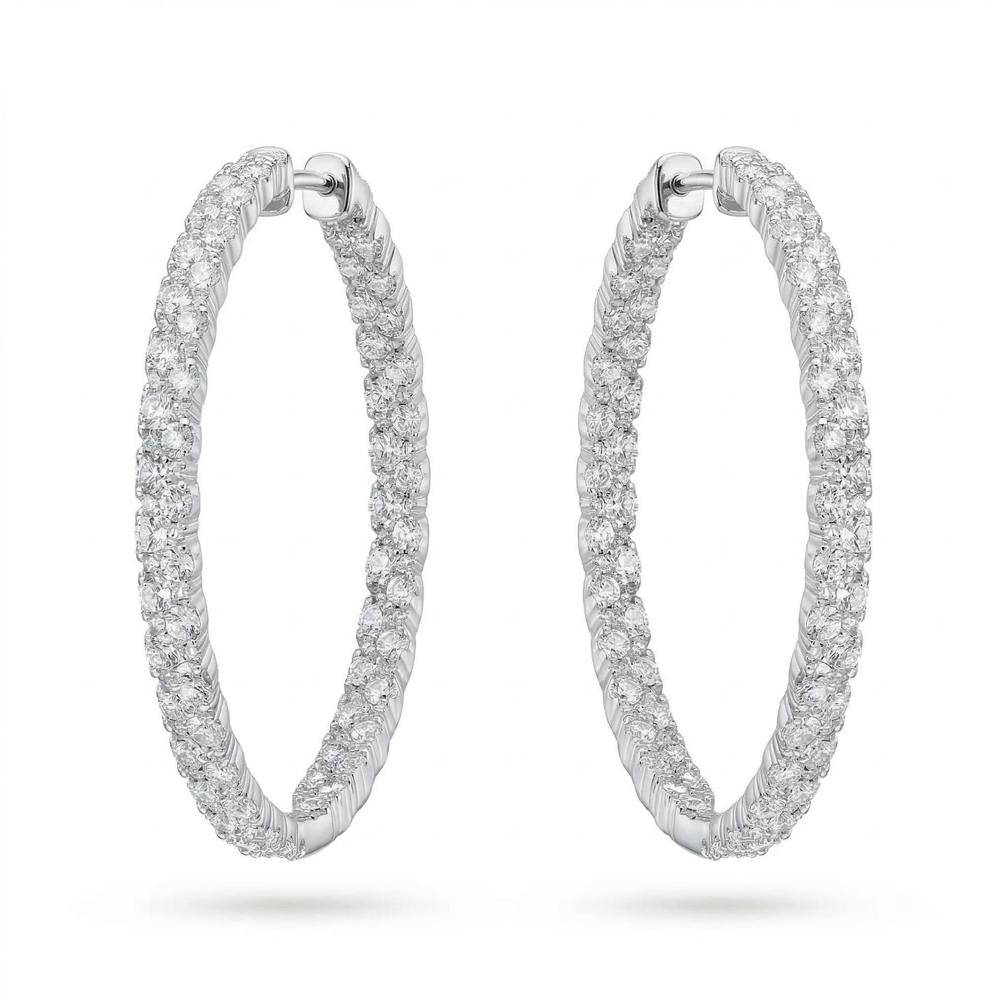 Large Double Row Pave Hoop Earrings Bold Statement Style With Street Luxury